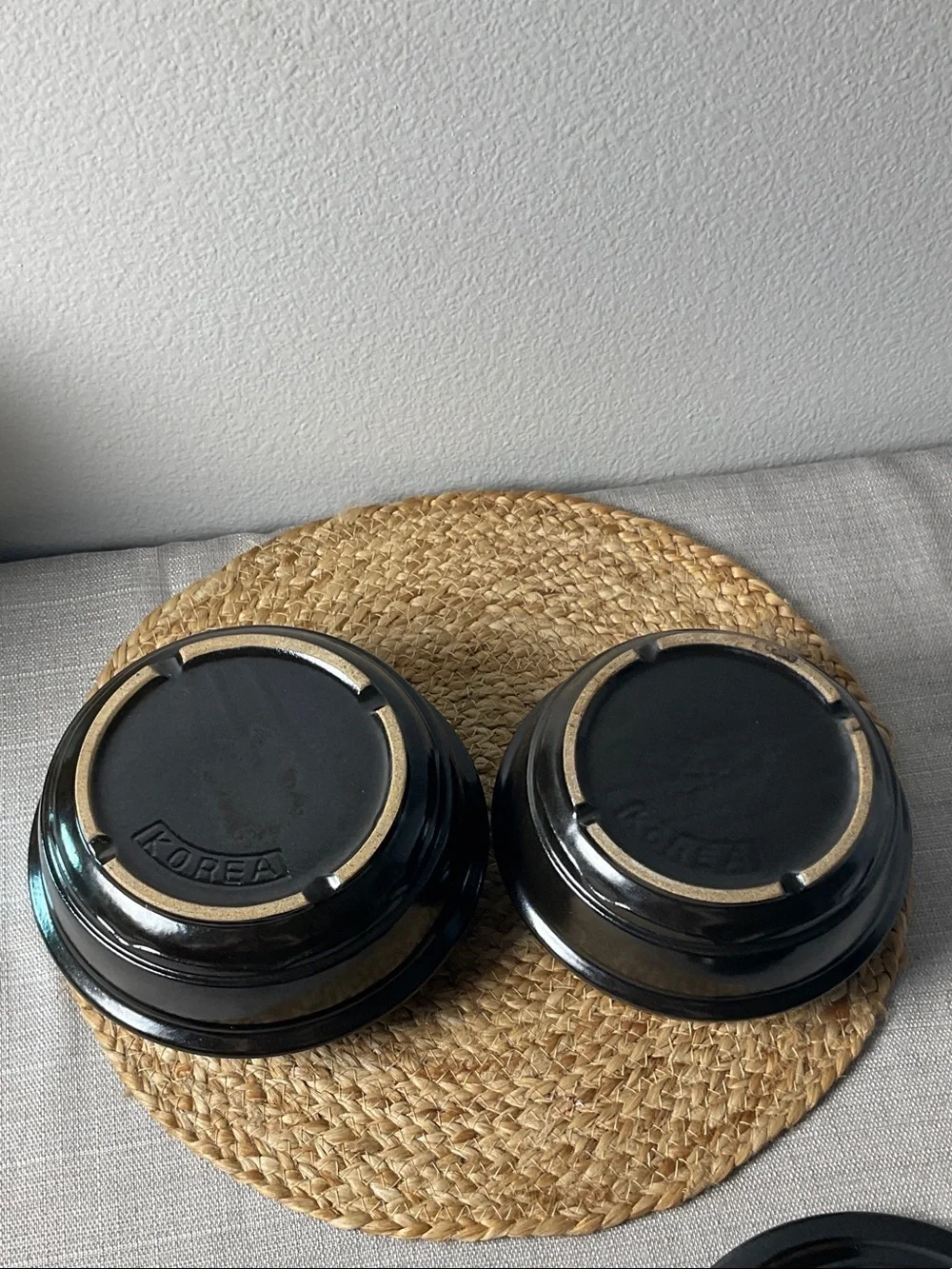 Vintage Korean Shinil Ttukbaegi Clay Pot Set 2 Stoneware Soup Bowls w/Lids